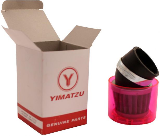 Air Filter - 44mm to 46mm, Conical, Waterproof, Angled, Yimatzu Brand, Red - 60A1382RD - PBC47F1