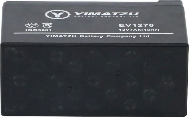 Battery - EV1207, 12V 7.0AH, Yimatzu T2 Terminals - PBCBATEV120F1