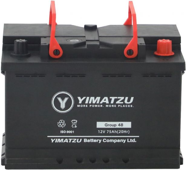 Battery - Group 48 / H6 / L3 Automotive, 12V 75Ah, 730CCA, SLA, MF, Yimatzu - BATAM1248 - PBC155EF1