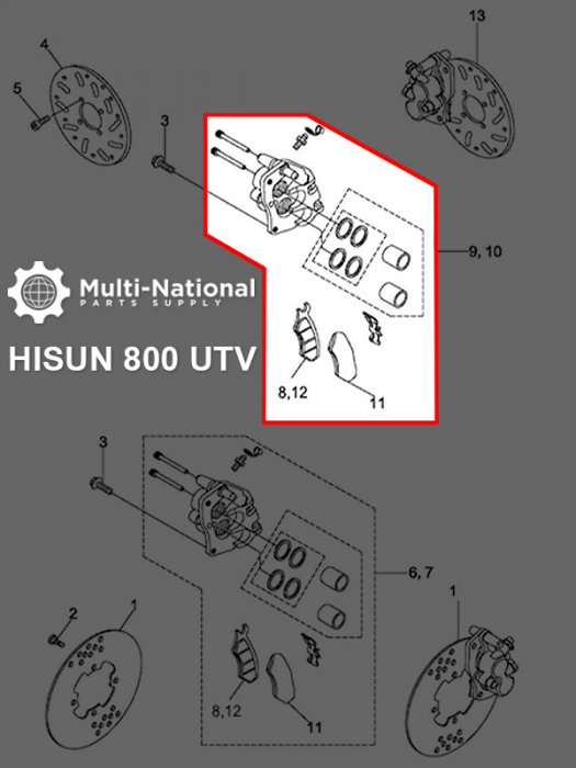 Brake Caliper - Rear, Right, Hisun, 800cc, ATV/UTV - 90A7081 - PBC681F1