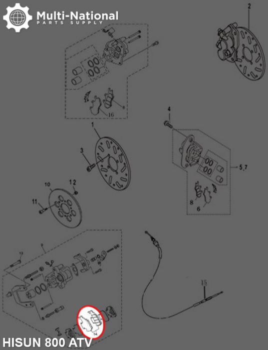 Brake Pads - 400cc to 800cc, ATV & UTV, Hisun, Rear, Outer - 90A1241 - PBC724F1
