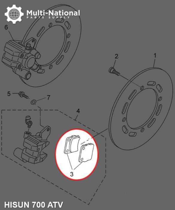 Brake Pads - Ceramic, ATV, Hisun, 400-700cc (1pc) - 90A1250 - PBC813F1