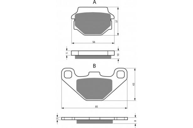 Brake Pads - FA67, FA372R, 50cc to 250cc, Dinli, ATV - 90A1012 - PBC734F1