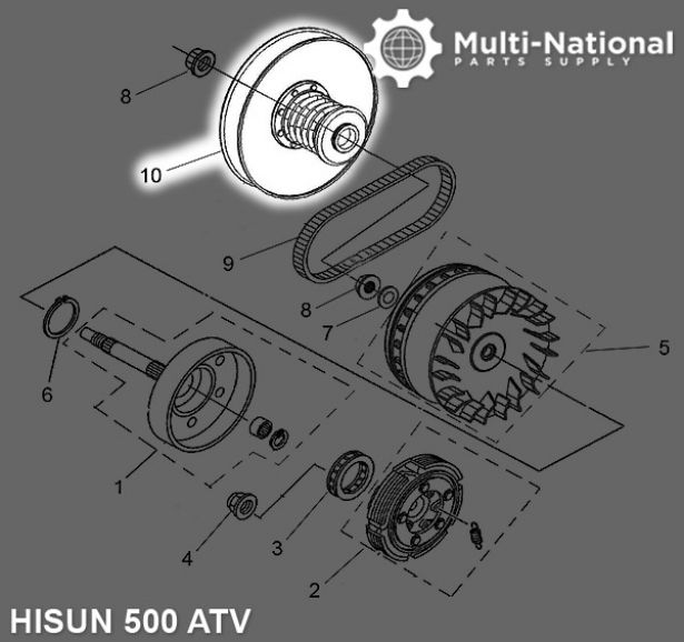 Clutch - CVT, Driver Pulley, ATV, Hisun, 500-700cc - 30A3951 - PBC1281F1