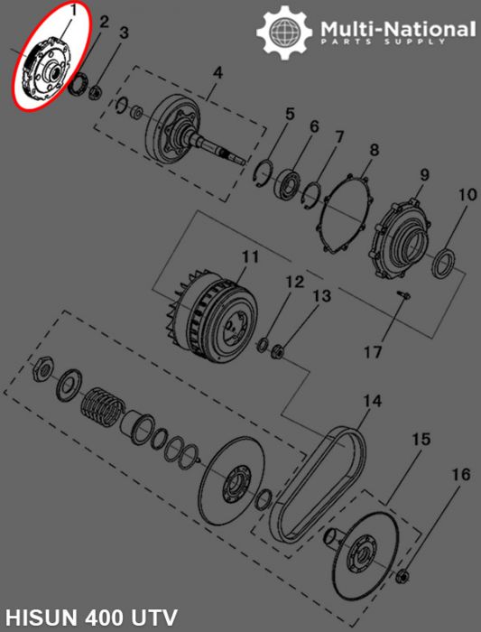 Clutch - Clutch Shoe, 24 Spline, Yamaha, Hisun, 400cc, ATV/UTV - 30A3140 - PBC1346F1