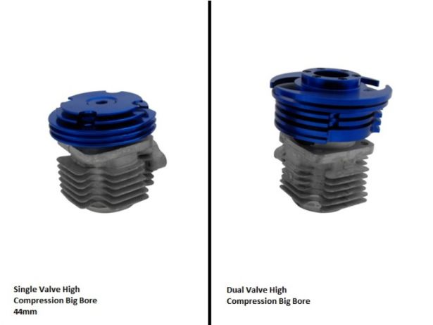 Cylinder Head Assembly - 44mm, Big Bore, Pocket Bike, Blue - 20P8440BU - PBC1727F1