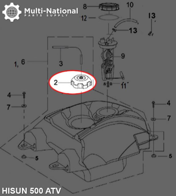 Fuel Tank Cap - ATV, Hisun, 500-800cc - 20A4150BK - PBC2619F1