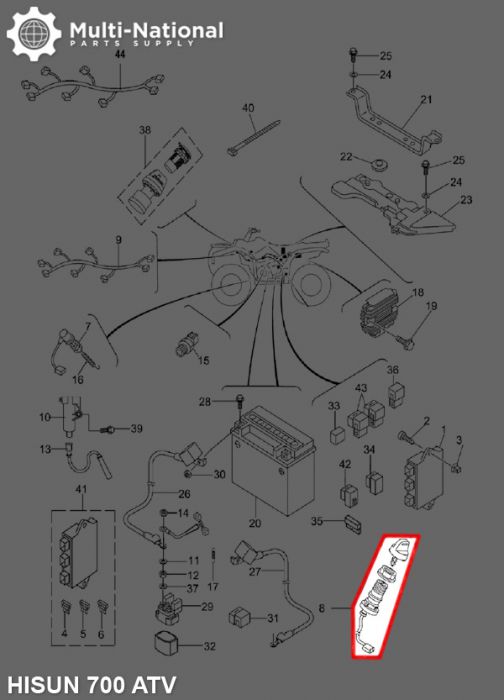 Ignition Key Switch - ATV, Hisun, 400-700cc - 10A4251 - PBC2205F1