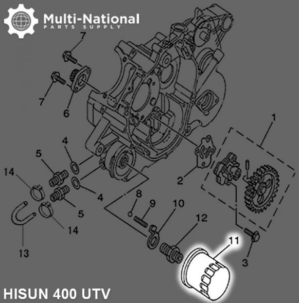 Oil Filter - Hisun, 400-700cc, ATV/UTV - 21A0400 - PBC2588F1