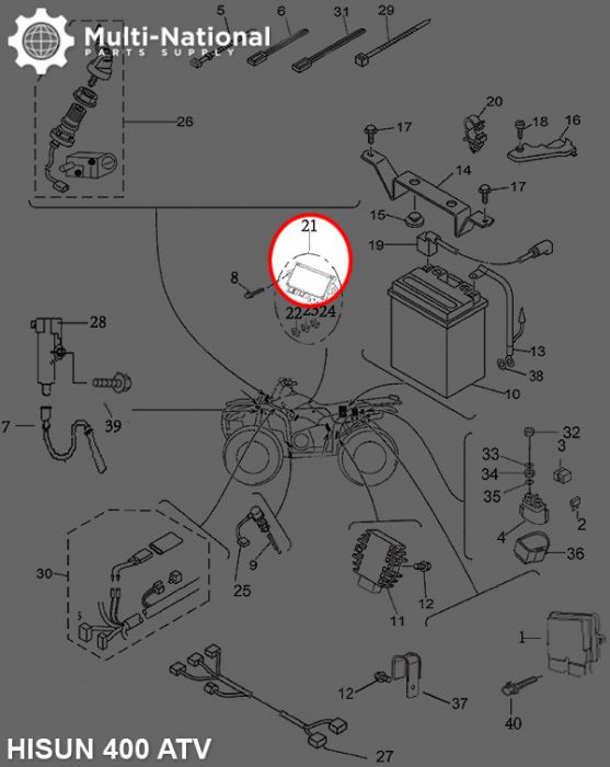 Relay Assembly - 400cc ATV, 800cc UTV, Hisun - 10A1440 - PBC2243F1