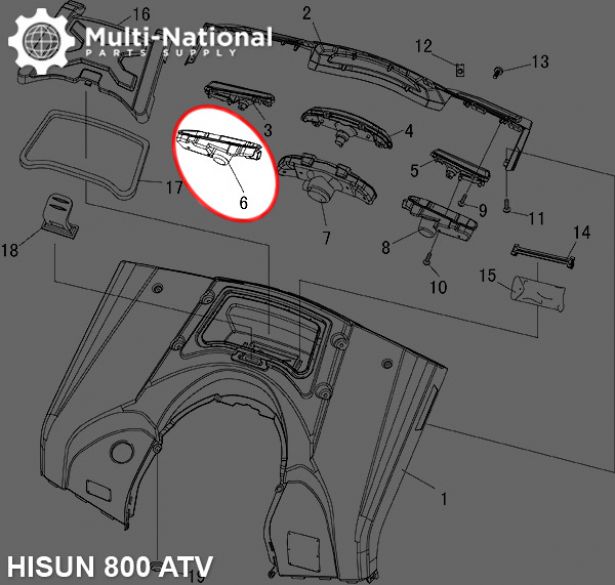Signal Light Housing - Right, Rear, ATV, Hisun, 800cc - 70A7681 - PBC3113F1