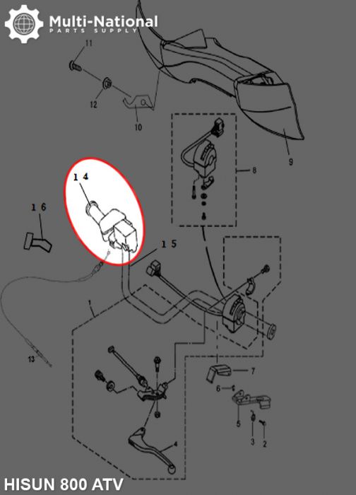 Throttle Grips - ATV, Hisun, 400-800cc (2pc) - 70D1882 - PBC2726F1