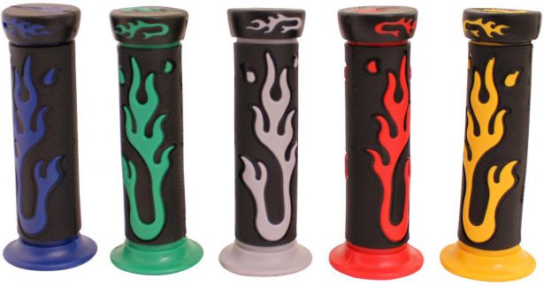 Throttle Grips - Flames, Green - 70D1830GN - PBC2780F1