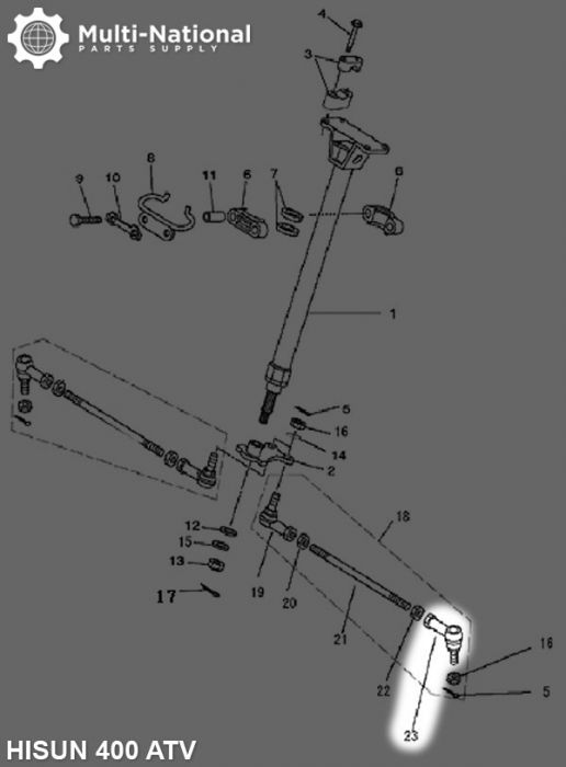Tie Rod End - ATV, Hisun, 400cc - 70A6340 - PBC3343F1
