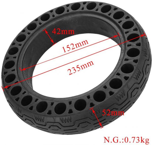 Tire - 10x2.5, 60/70-6.5, Circular Honeycomb, Solid, Green, G30 - PBC40K10F1