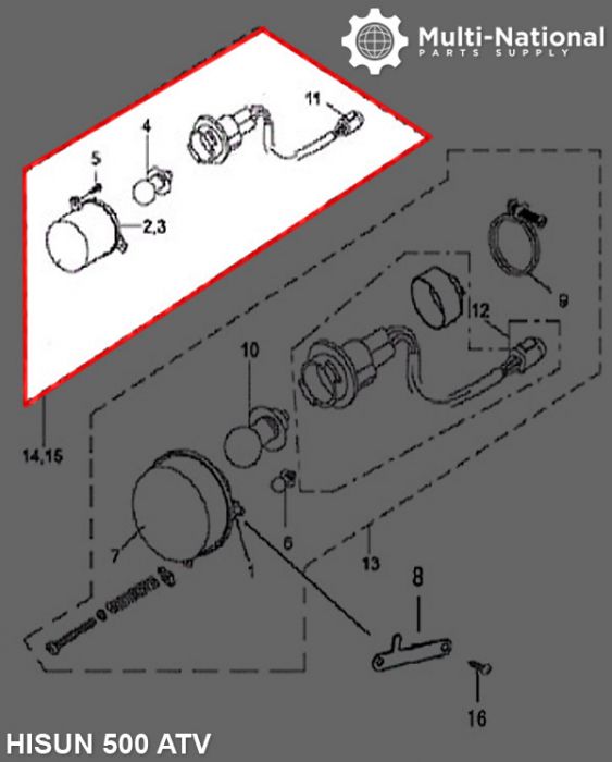 Turn Signal Light - Front, Right , ATV, Hisun, 500-700cc - 70A7452 - PBC3112F1