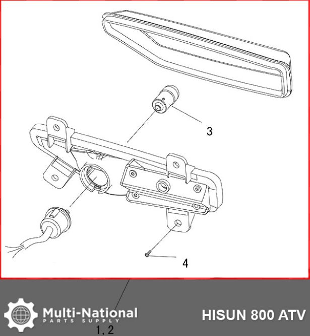 Turn Signal Light - Rear, Left, ATV, Hisun, 800cc - 70A7480 - PBC3089F1
