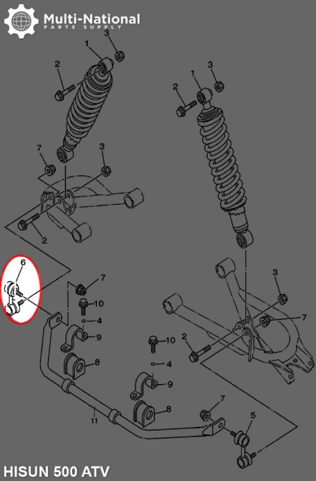 Universal Joint - Left, ATV, Hisun, 500-800cc - 70A6780 - PBC3304F1