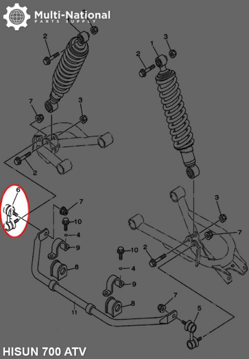 Universal Joint - Left, ATV, Hisun, 500-800cc - 70A6780 - PBC3304F1