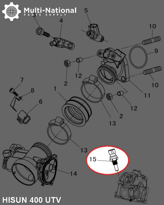 Water Temperature Sensor - Hisun, 400-800cc, ATV/UTV - 20A7440 - PBC1462F1