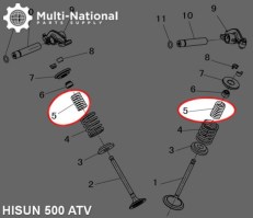 Valve Spring - Inner, ATV/UTV, Hisun, 400-500cc - 20A2140 - PBC1534F1