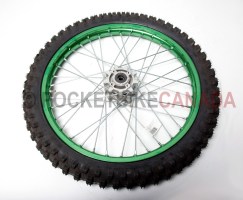 70/100-19 QD-016-003 QingDa Tire & Green Rim Chrome Spoke for DirtBike - G2080112